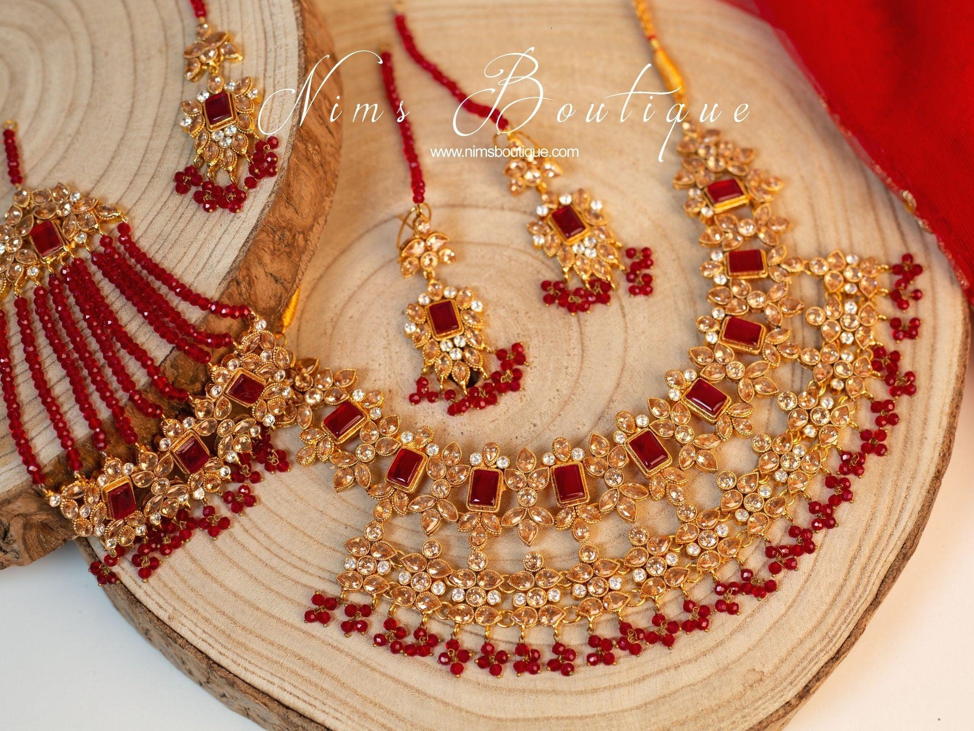 Nims Boutique Pari Maharani Red & Gold Set