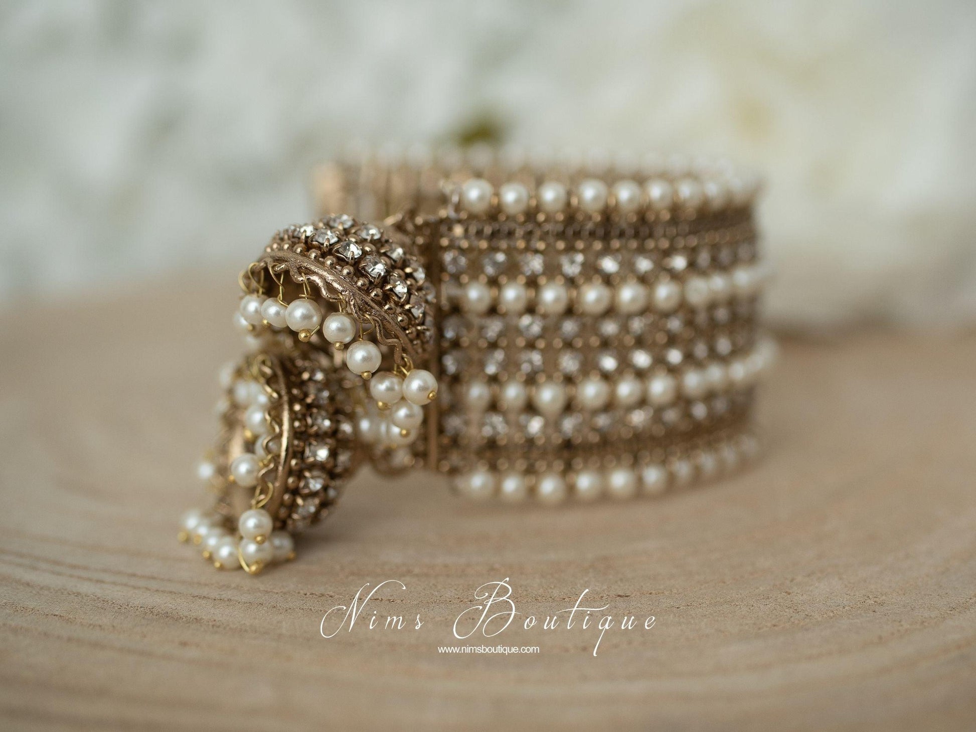 Nims Boutique Royal Pearl Bracelet with hanging chumke