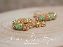 Zoya Mint & Gold Cluster Earrings