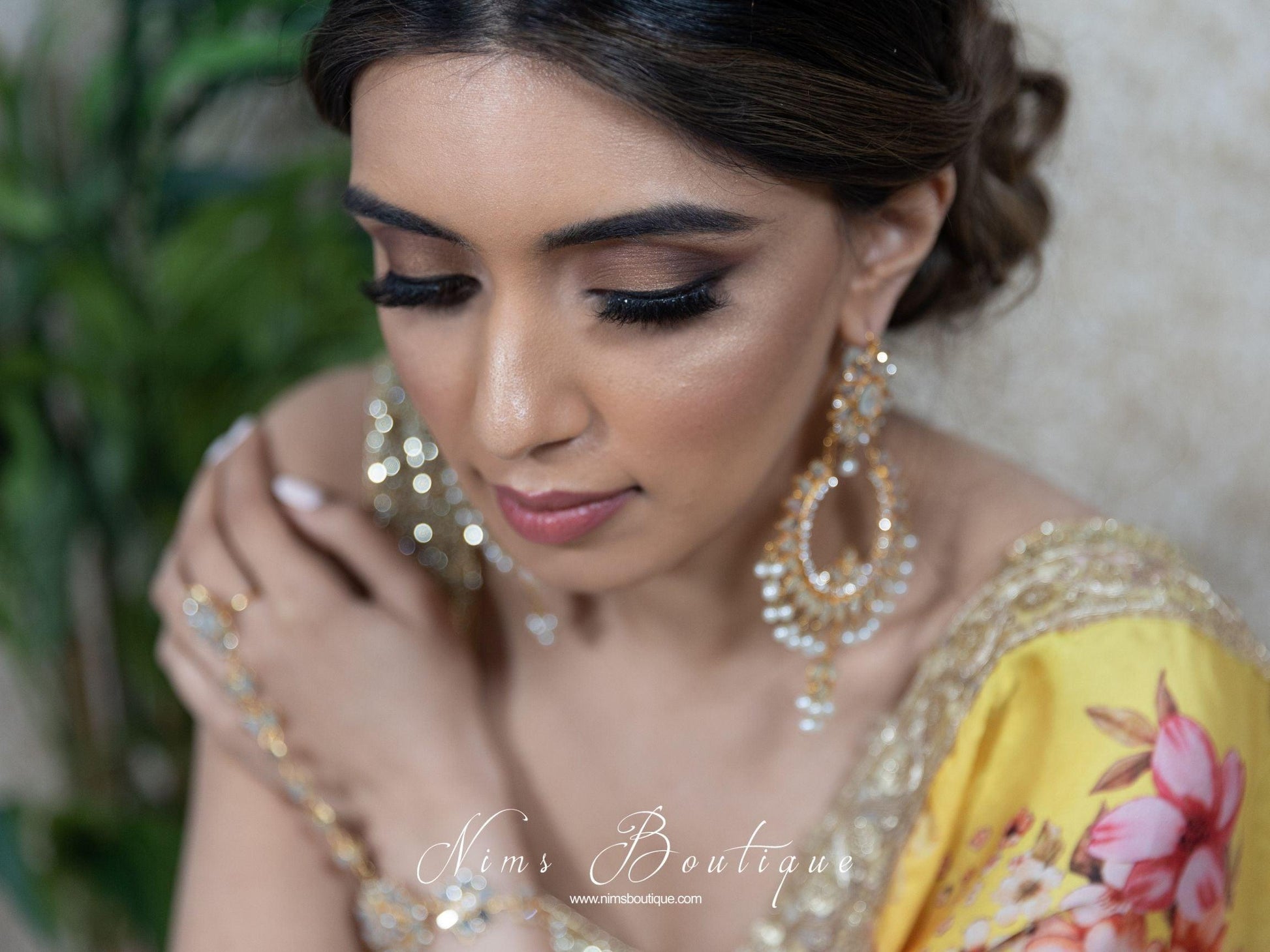 Nims Boutique Tanuja Light Gold & Pearl Maharani Earrings