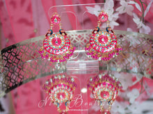 Moorni Bright Pink Meenakari Peacock Earrings
