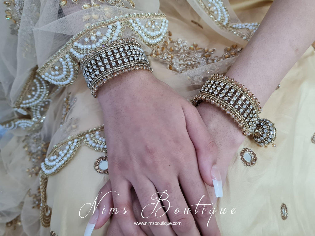 Nims Boutique Gold & Clear stone Royal Bracelet with chumka