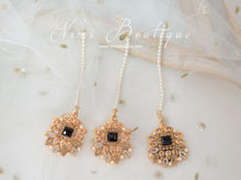 Sita Black & Pearl Earrings & Tikka set