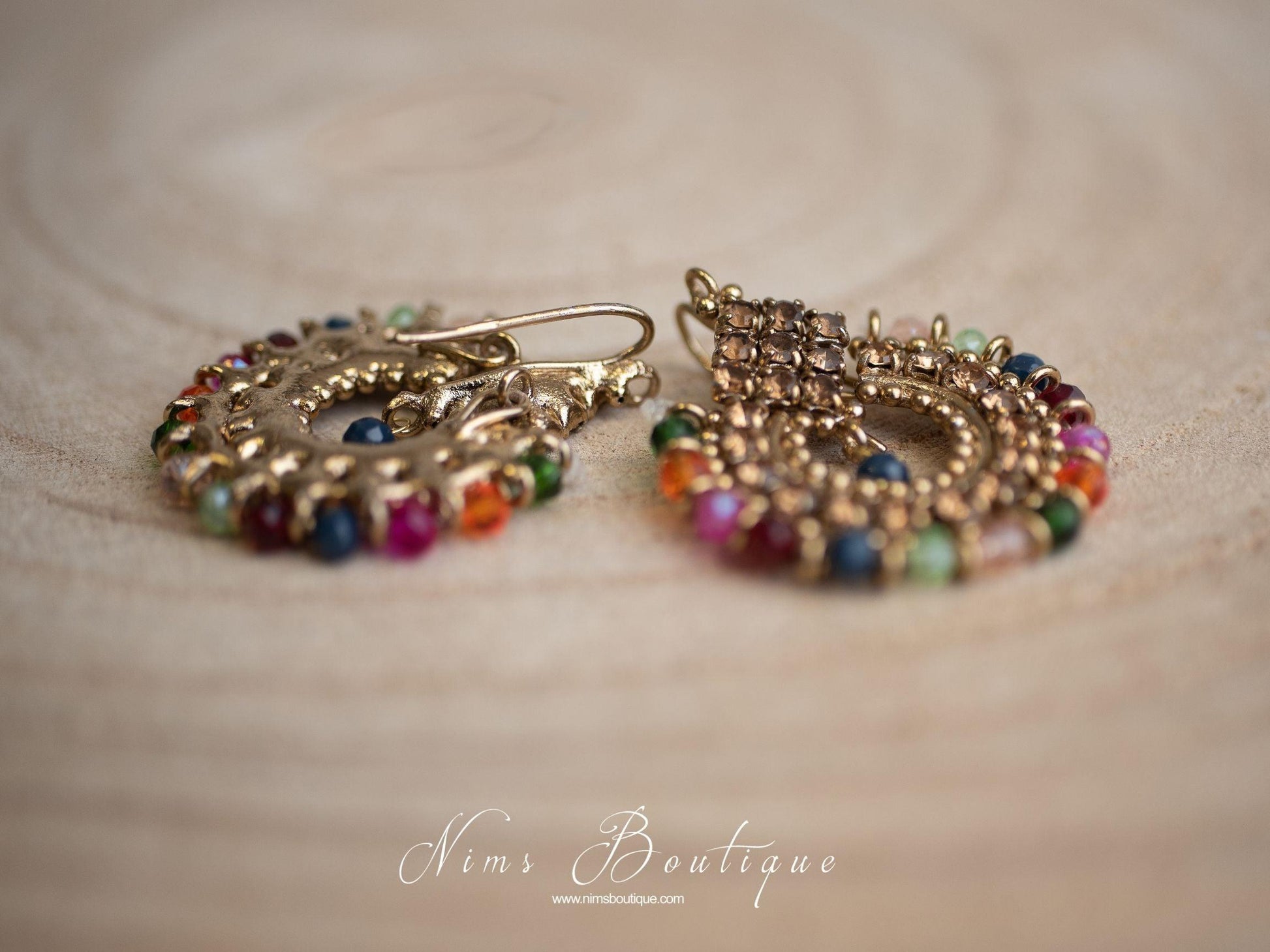 Nims Boutique Vidya Multicolour & Gold Stone Earrings
