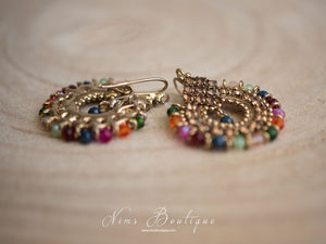 Vidya Multicolour & Gold Stone Earrings
