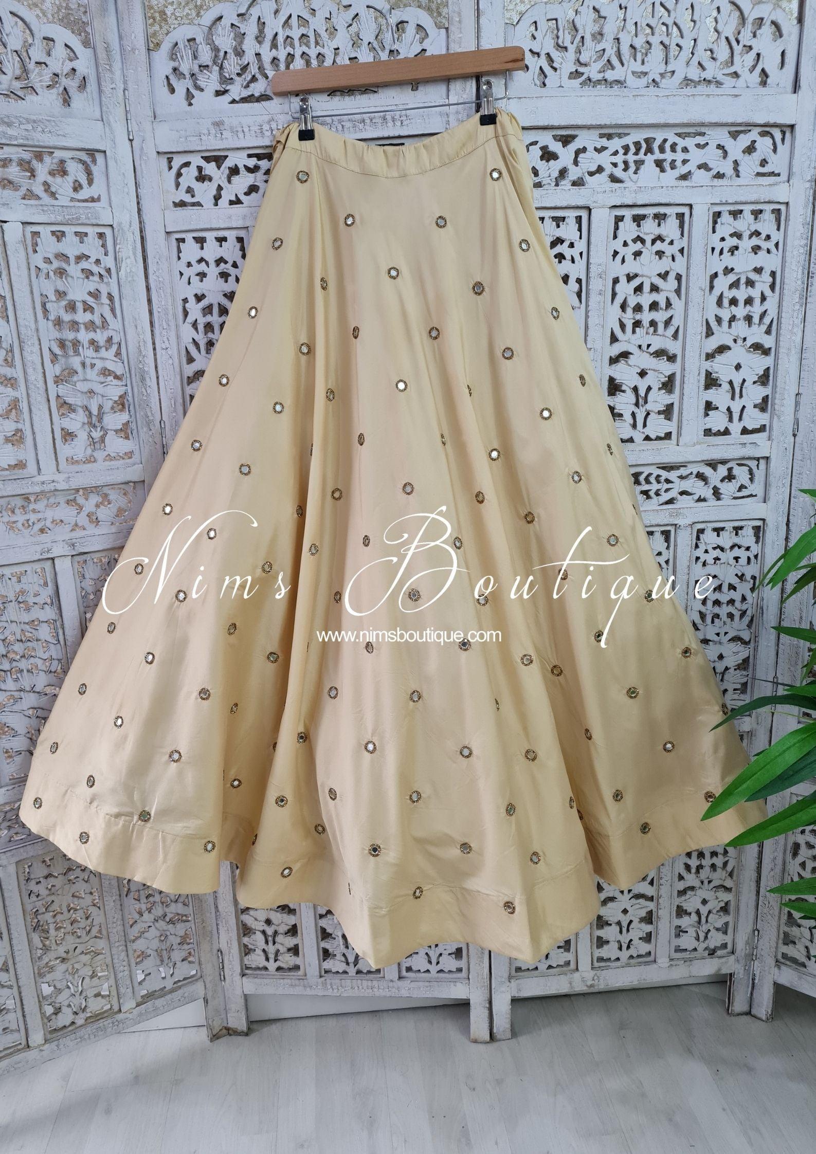 Nims Boutique Rani Luxury Gold Mirror readymade skirt/lehnga sizes 4-24