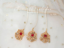 Sita Gold & Red Earrings & Tikka set