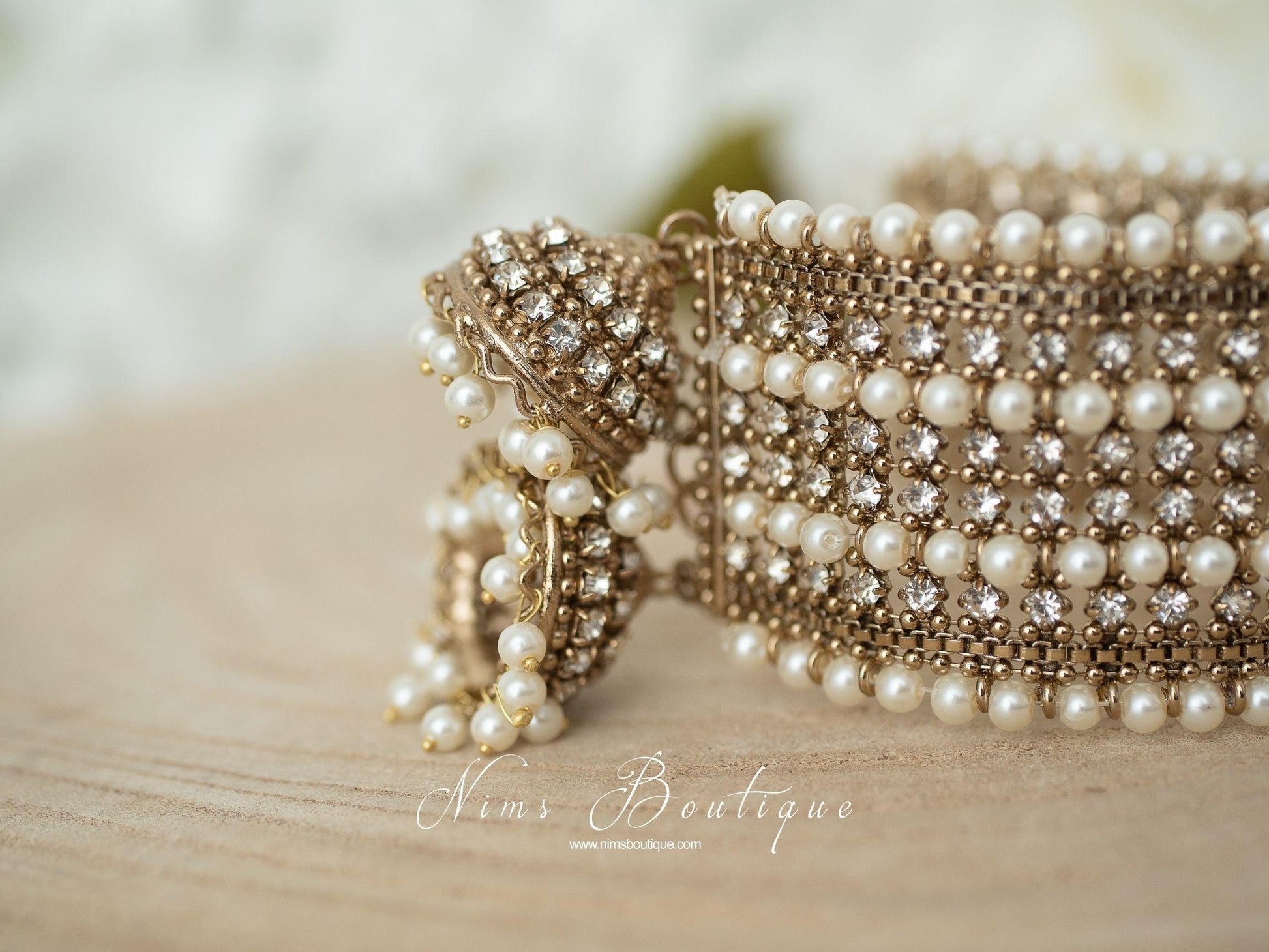 Nims Boutique Royal Pearl Bracelet with hanging chumke