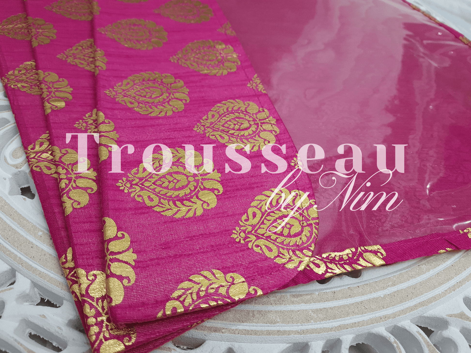 Nims Boutique Hot Pink Paisley Brocade Sari Bag