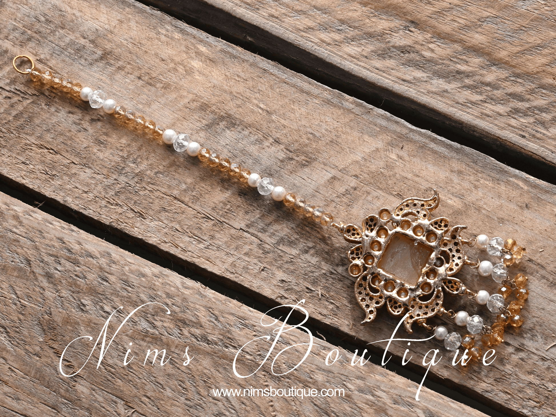 Nims Boutique Ananya Peach Gem Maharani Choker Set