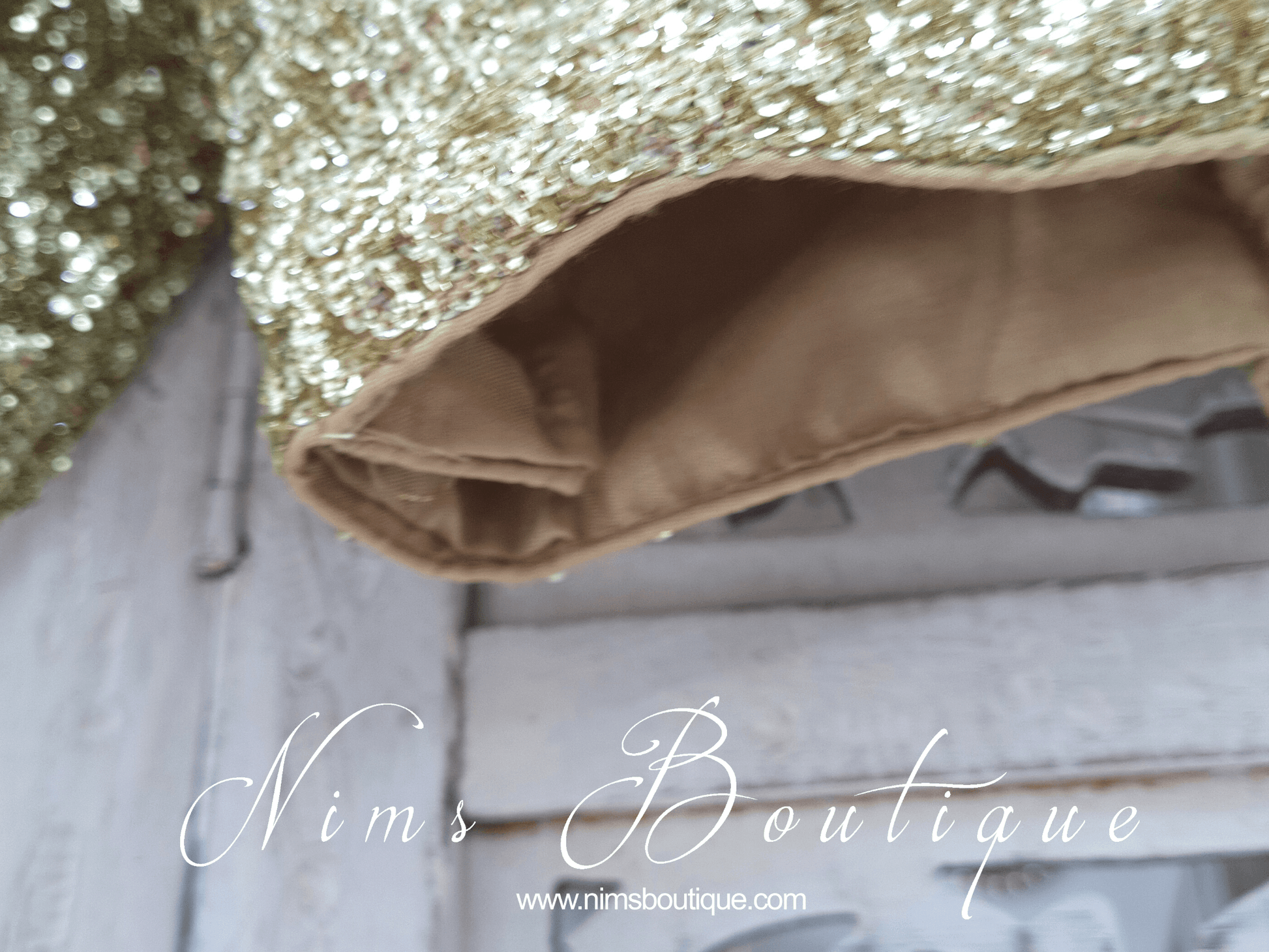Nims Boutique Luxury Gold Sequin Long sleeved Blouse size 6-20