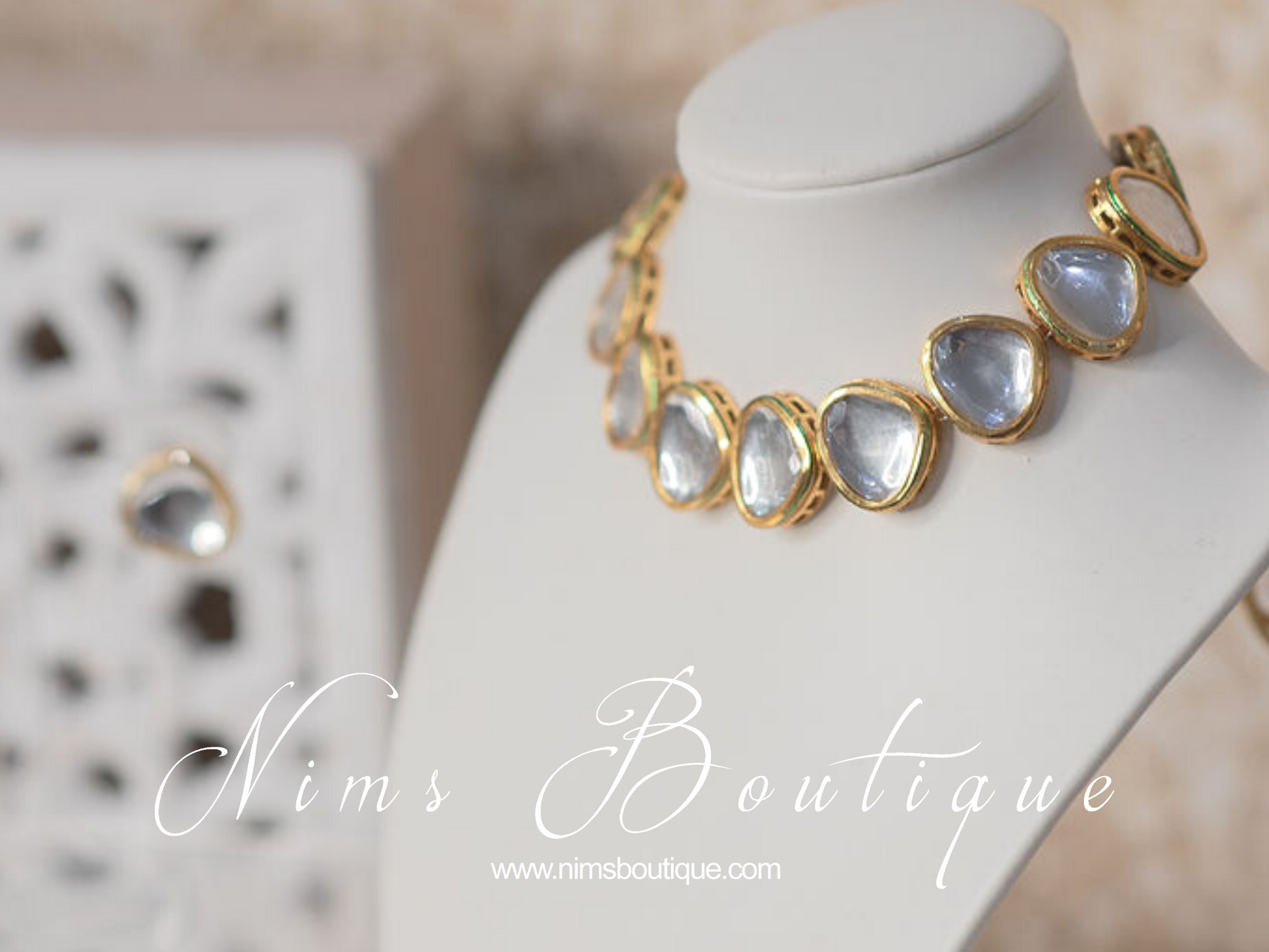 Nims Boutique Lara Classic Kundan Set with stud earrings