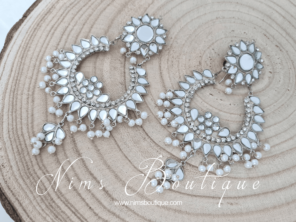 Nims Boutique Tanuja Silver & Pearl Maharani Earrings