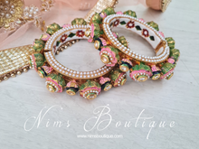 Nims Boutique Luxury Pink & Green Meenakari Kara various sizes