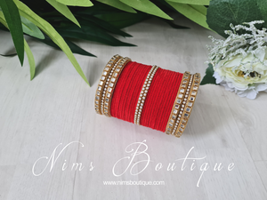 Red Velvet & Kundan Set of Bangles (RV1)