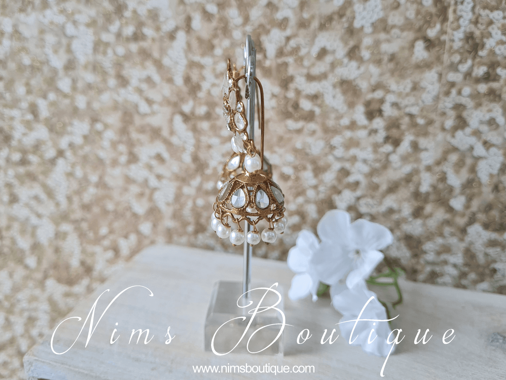 Nims Boutique Small Nandini Royal Antique Gold & Pearl Chumke