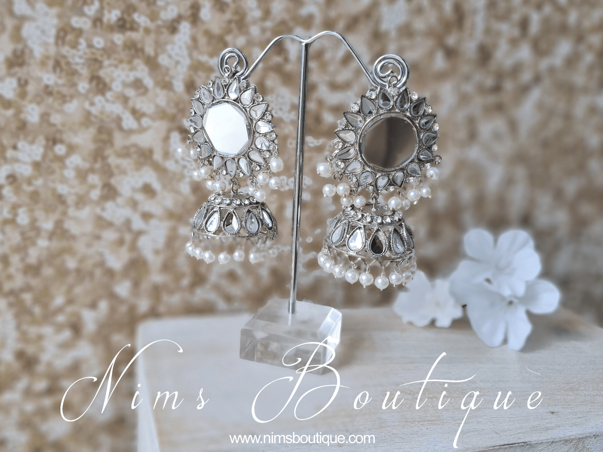 Nims Boutique Shruti Maharani Silver Mirror Chumke medium
