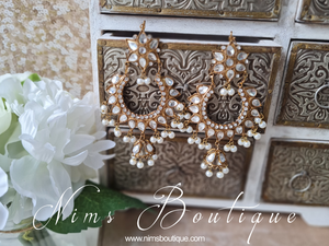 Small Tanuja Antique Gold & Pearl Maharani Earrings