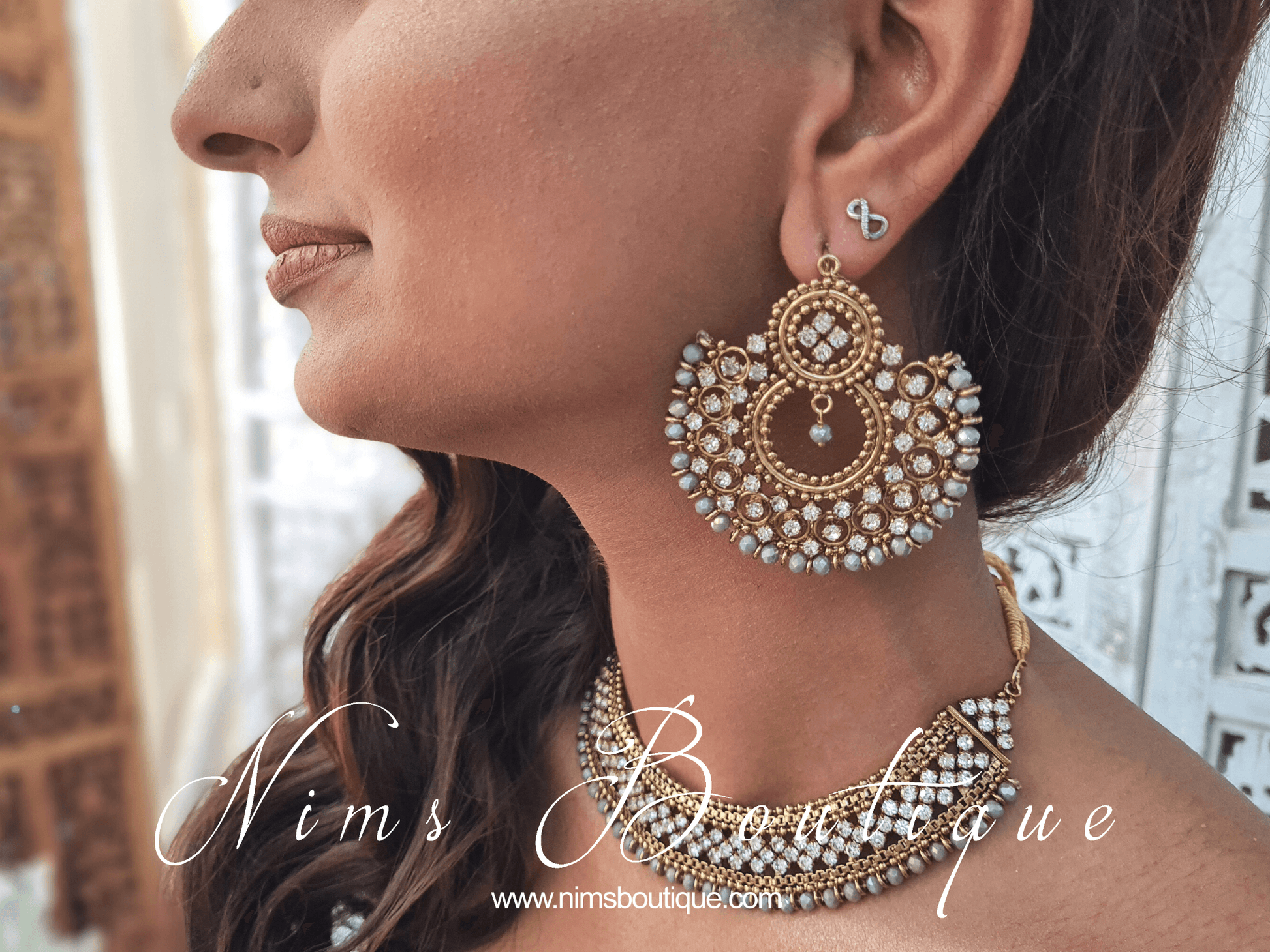Nims Boutique Royal Grey Chand Tikka Set
