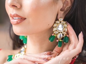 Sonali Dark Green Luxury Kundan Set