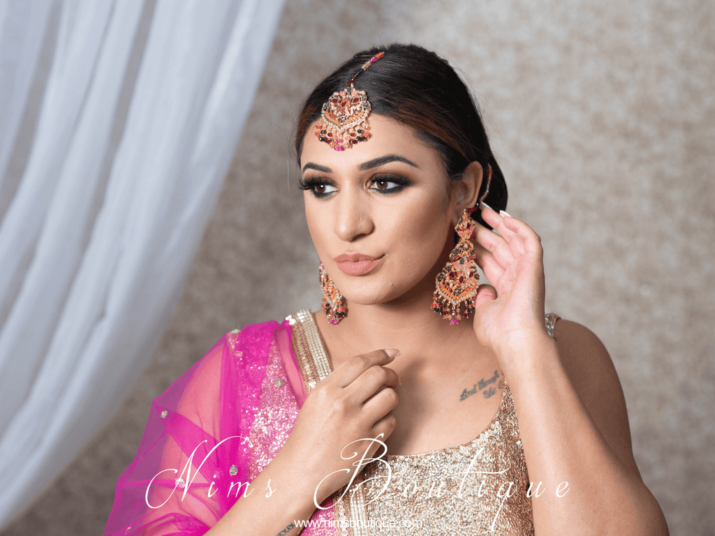 Nims Boutique Neena Multicolour & Gold Earrings & Tikka Set
