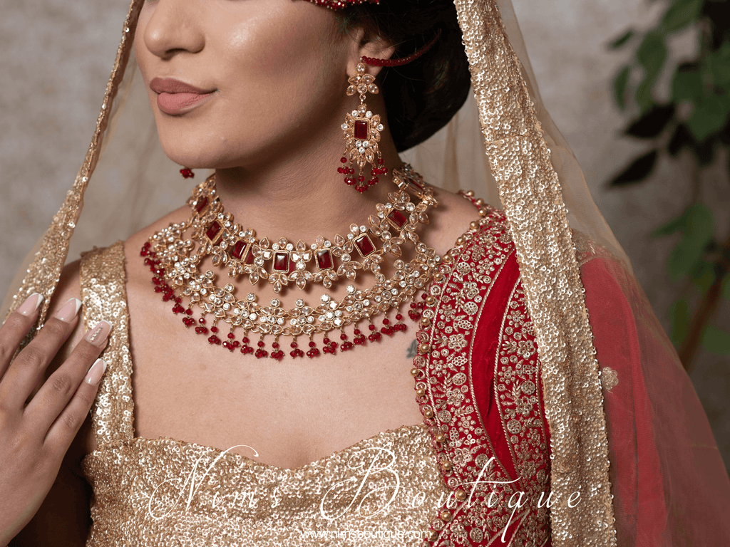 Nims Boutique Pari Maharani Red & Gold Set