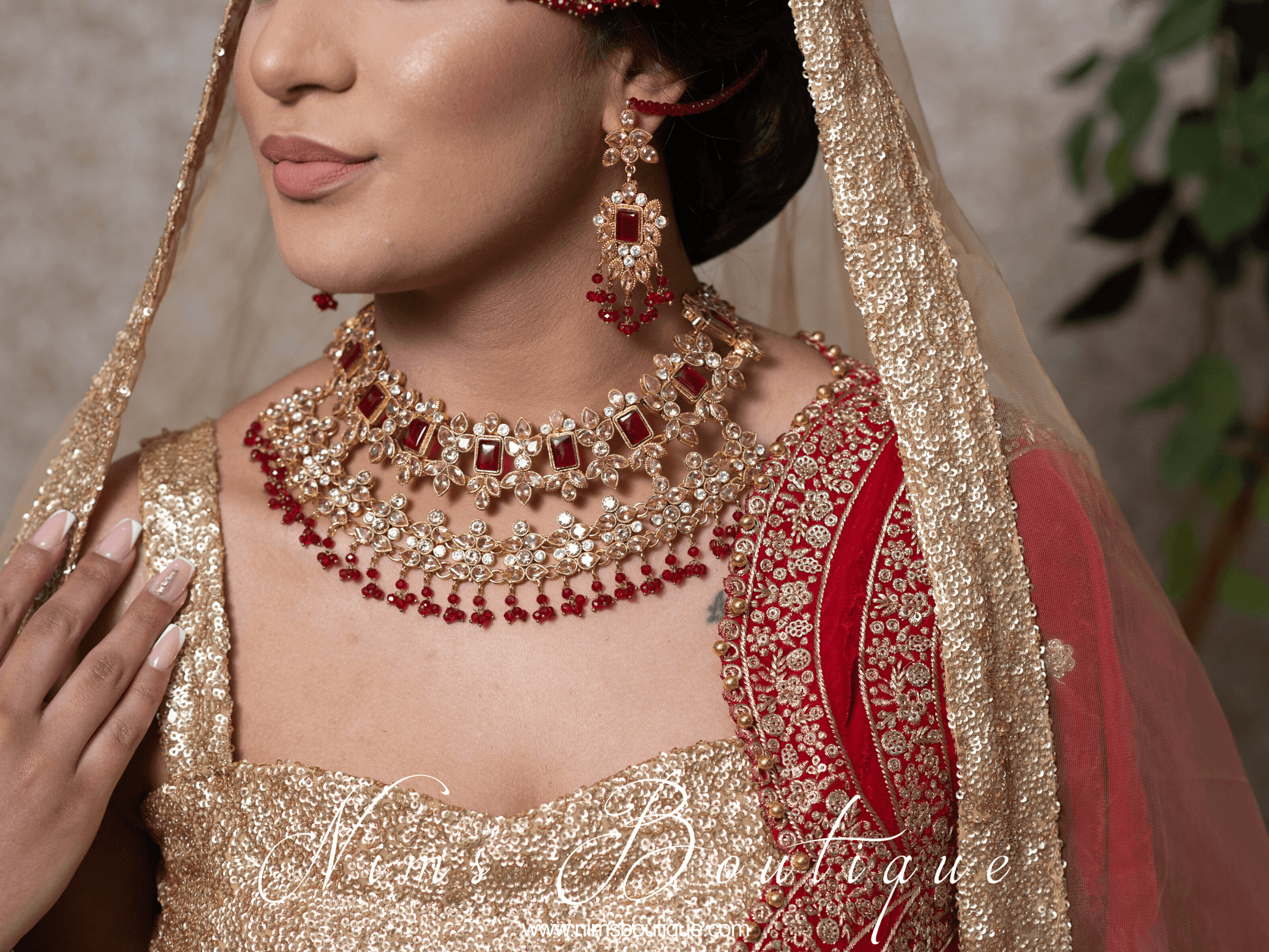 Nims Boutique Pari Maharani Red & Gold Set