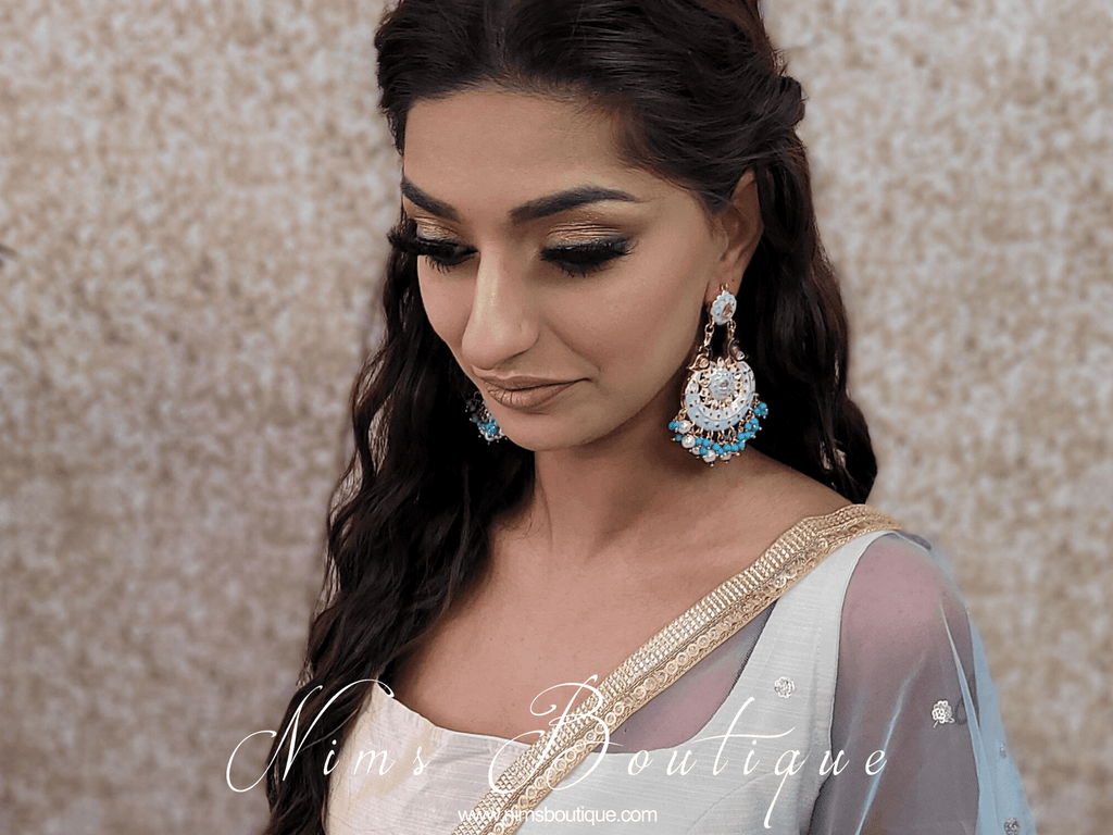 Nims Boutique Moorni Light Turquoise Meenakari Peacock Earrings