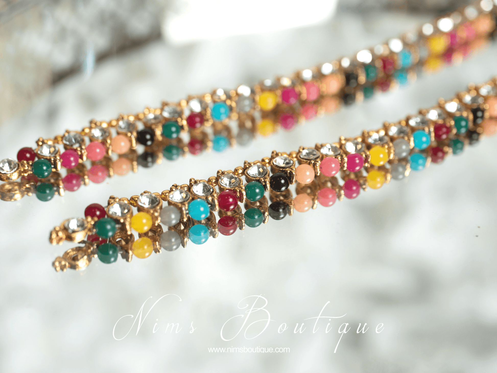 Nims Boutique Small Royal Gold & Multicolour Anklets