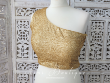 Luxury One Shoulder Rose Gold Sequin Blouse (4-22)
