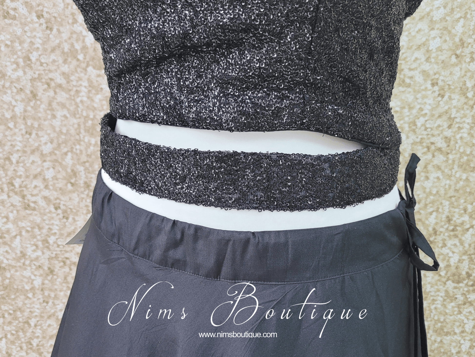 Nims Boutique Luxury Black Sequin Belt