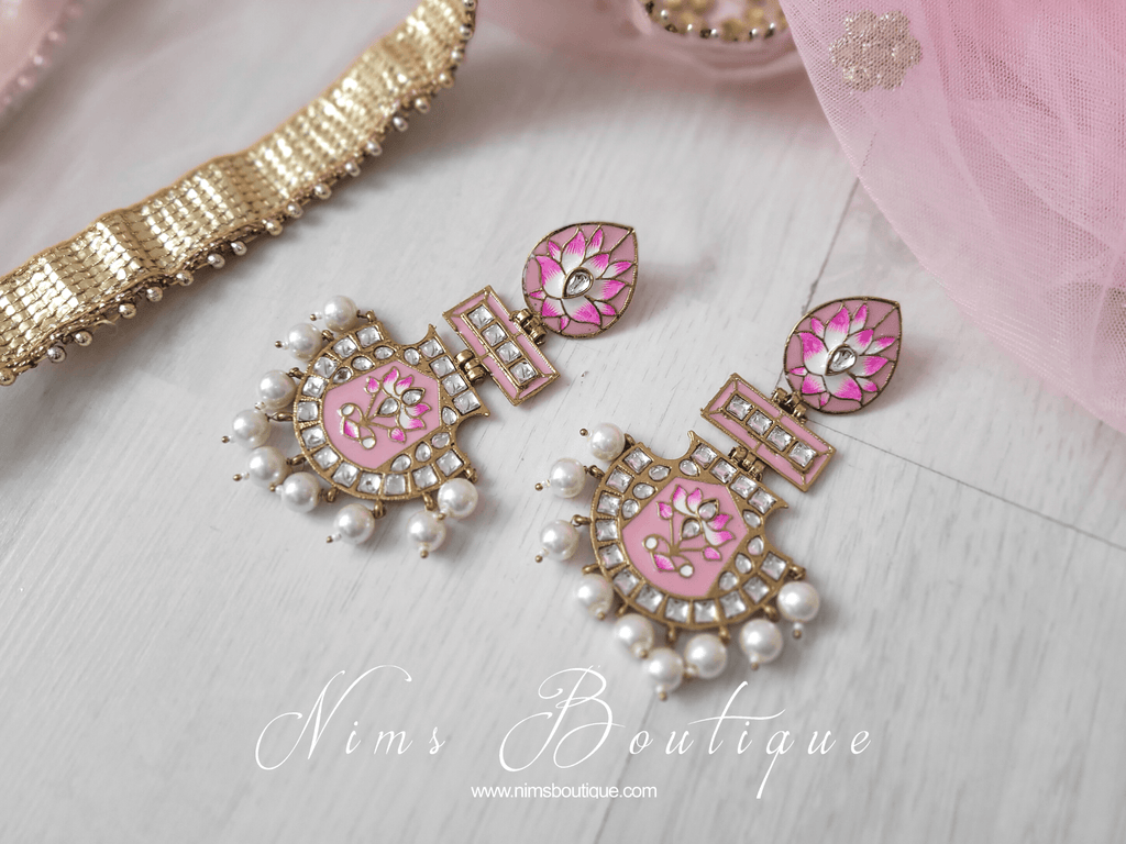 Nims Boutique Suhana Baby Pink Blossom Earrings