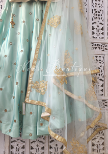 Luxury Mint Mirror readymade skirt/lehnga (size 4-24)