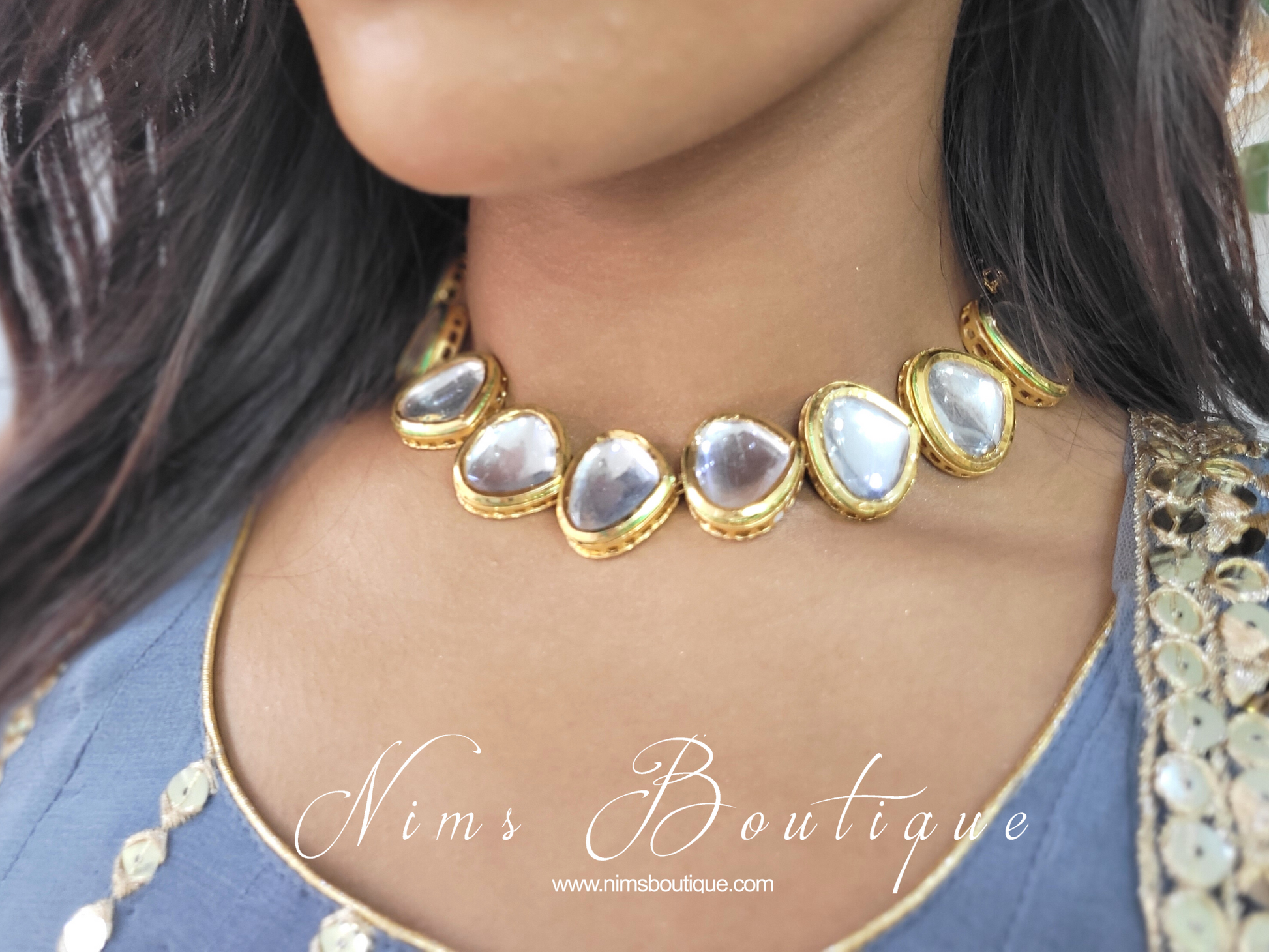 Nims Boutique Lara Classic Kundan Set with stud earrings