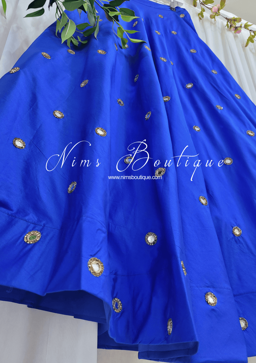 Nims Boutique Rani Luxury Royal Blue Mirror readymade skirt/lehnga size 4-26