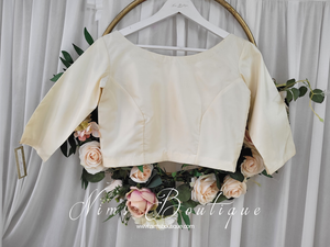 NB Cream High Neck Silk Blouse with sleeves (size 4-26)