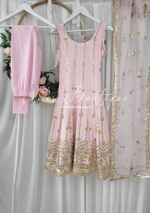 Sofiya Light Pink Sequin Anarkali Suit with Pajami (size 6-16)