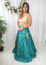 Rani Luxury Peacock Green Mirror readymade skirt/lehnga (size 4-22)
