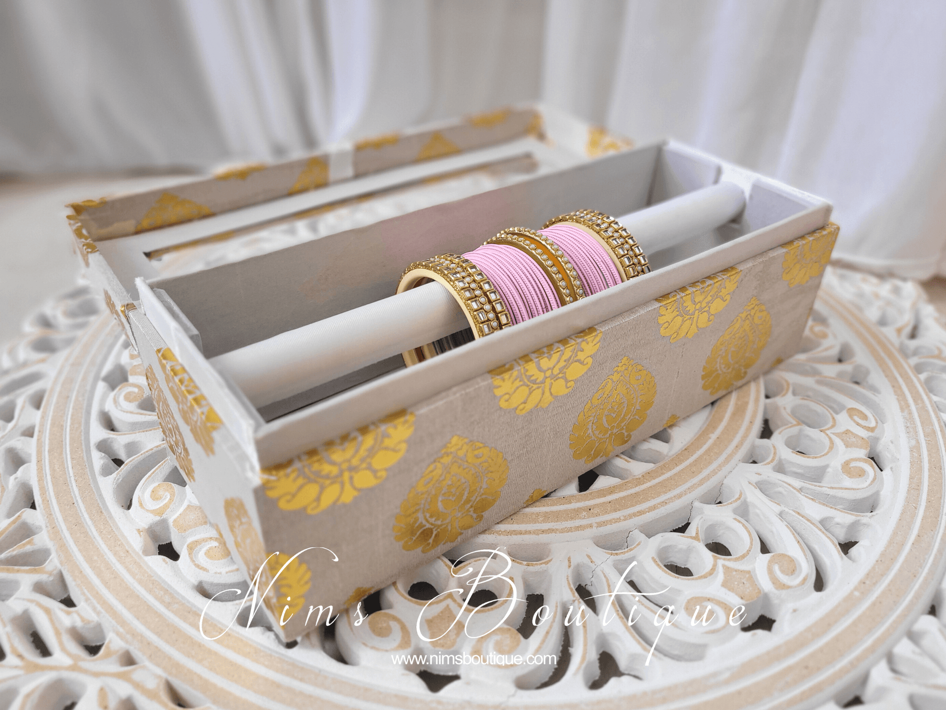 Nims Boutique Light Pink & Kundan Set of Bangles LP1