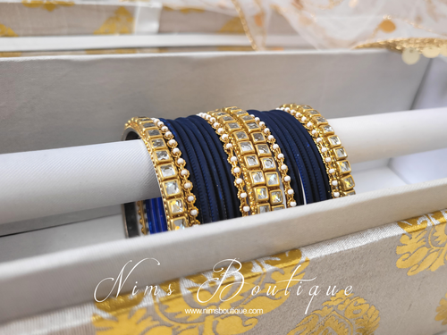 New Navy & Kundan Set of Bangles (NV2)