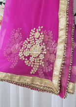 Hot Pink Net Pearl Embellished Dupatta/Chunni (NP3)
