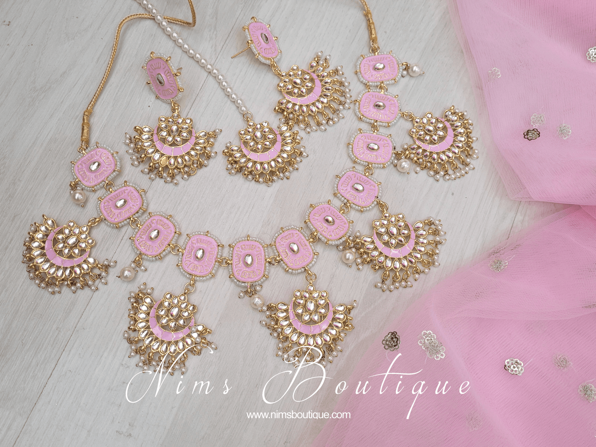 Nims Boutique Mishka Pink Blossom Meenakari Set