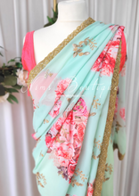 Nims Boutique La Floraison Mint Floral Georgette Saree