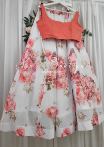 La Floraison Ivory Georgette Floral readymade skirt/lehnga (sizes 4-20)