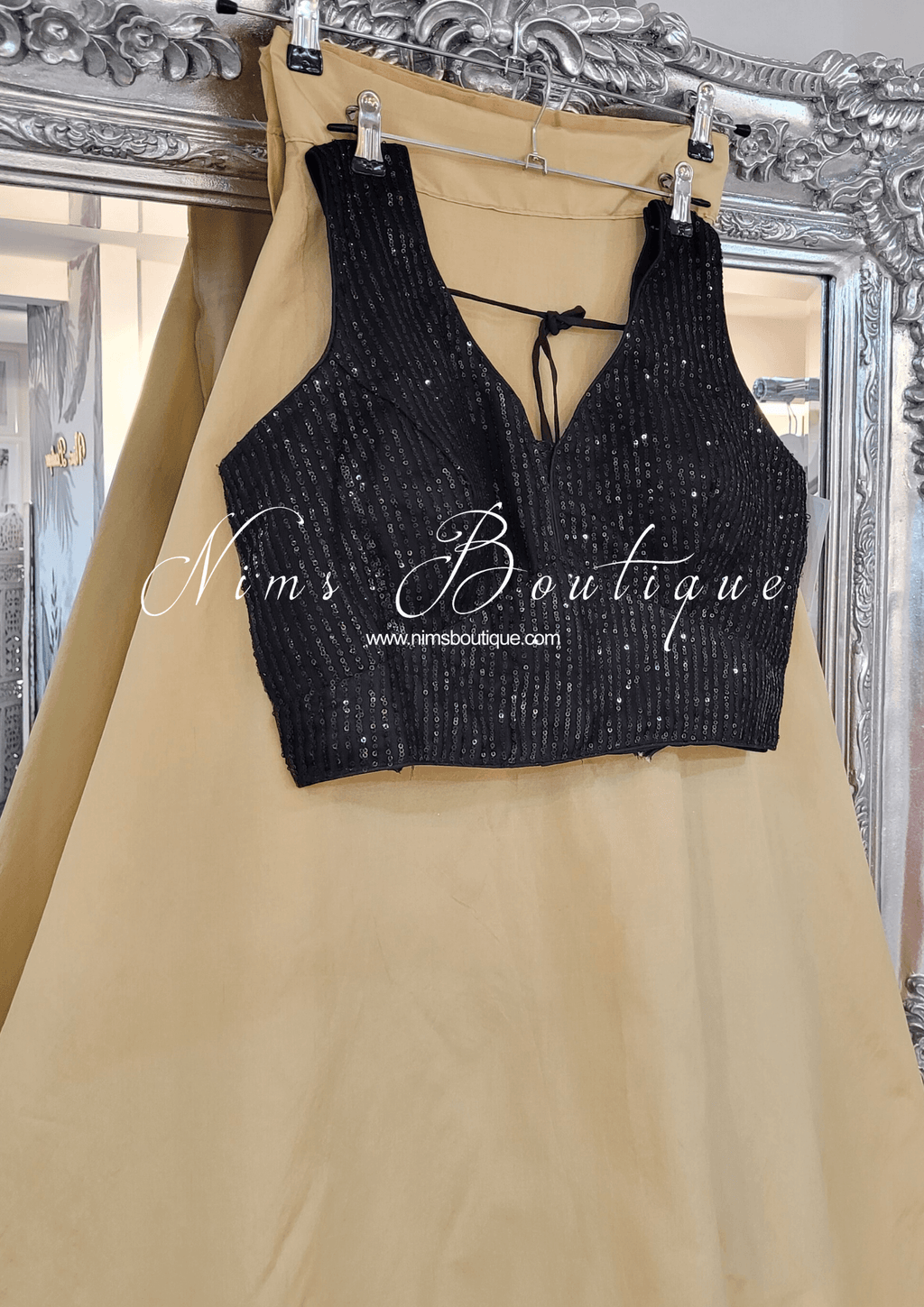 Nims Boutique Gold Plain Semi stitched skirt/lehnga