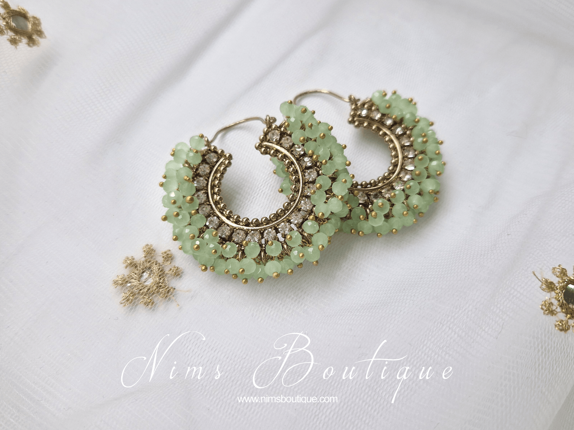 Nims Boutique Meghna Royal Mint Hoop Earrings