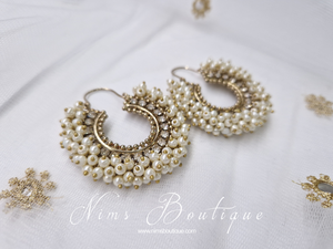 Meghna Royal Pearl Cluster Hoop Earrings