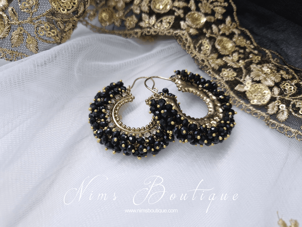 Nims Boutique Meghna Royal Black Hoop Earrings