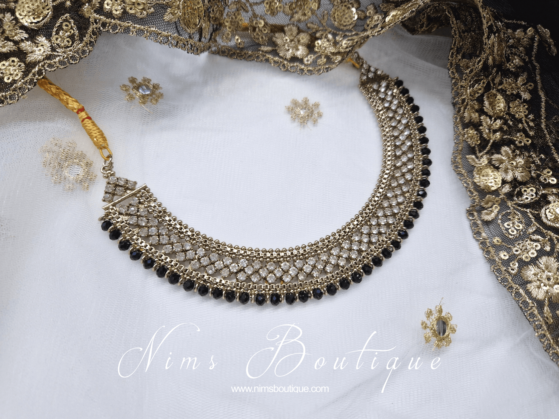 Nims Boutique Royal Statement Black Necklace