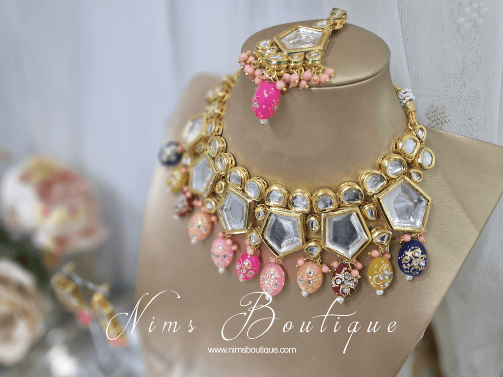 Nims Boutique Elena Kundan & Multicolour Set